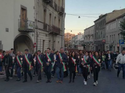 Un momento della fiaccolata per Manuel Careddu