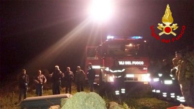Il recupero del corpo da part dei Vigili del Fuoco