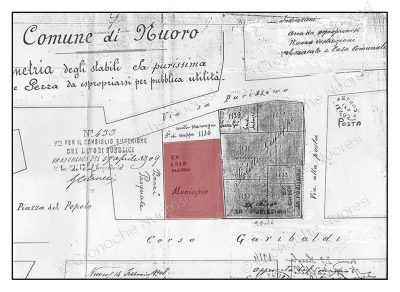 1908. Pianta del Comune di- Nuoro con la “Ex Chiesa di Sa Purissima” (© Cronache Nuoresi - Tutti i diritti riservati)