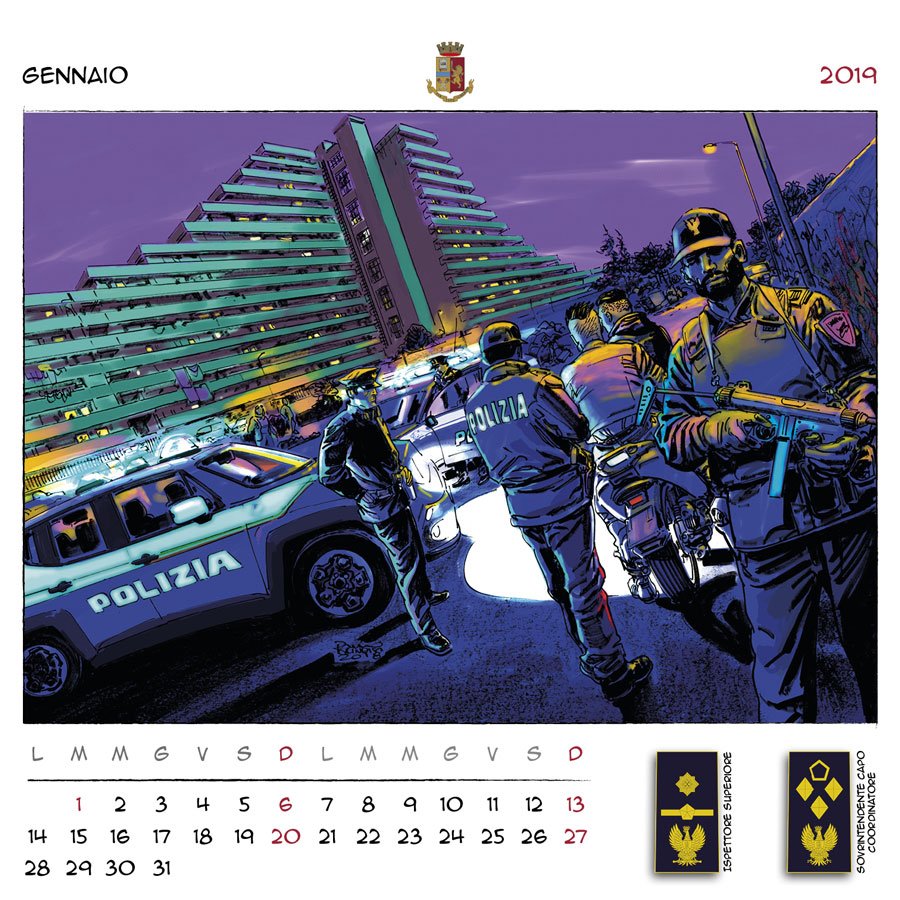 Il calendario 2019 della Polizia firmato dalle star del fumetto