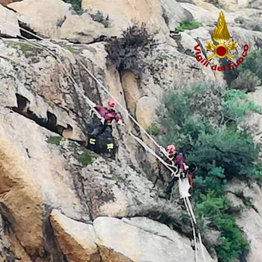 Orosei. Capretta incastrata per tre giorni in un crepaccio salvata dai VVFF