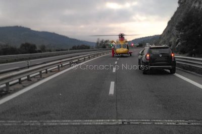 L'elicottero del 118 sul luogo dell'incidente