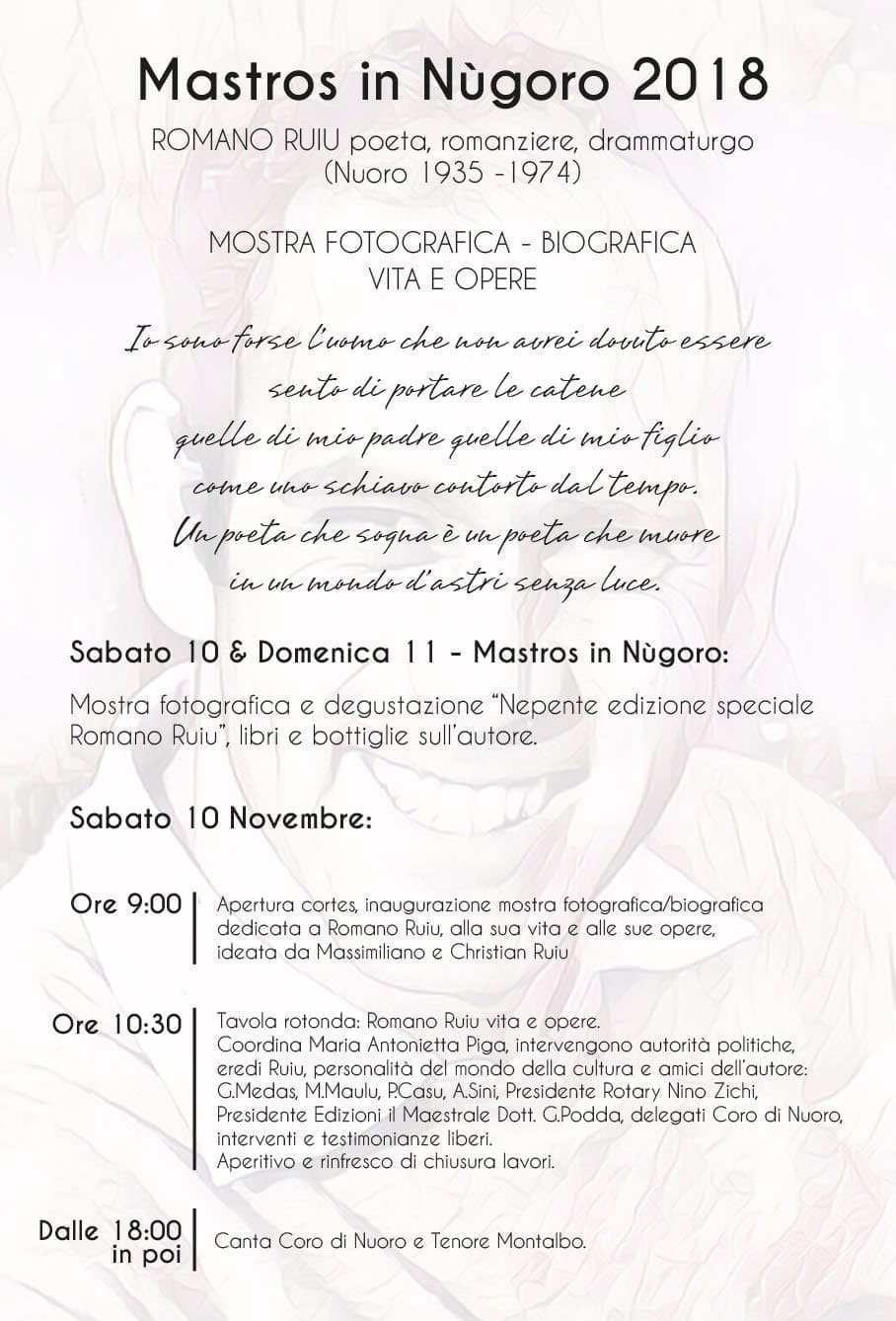 Nuoro ricorda lo scrittore poeta Romano Ruiu l’autore di “Su Connottu”