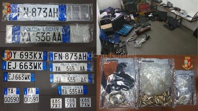 Targhe, attrezzi da scasso e munizioni sequestrati a casa di Davide Sau