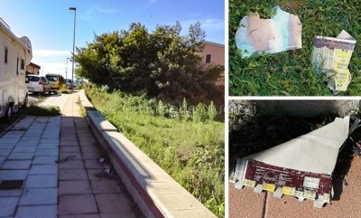 Via Pertini e alcuni cartoni di uova abbandonati per strada (© Cronache Nuoresi)