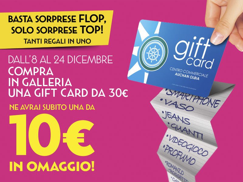 Olbia Auchan. Per Natale vuoi tanti doni in uno? La Gift Card, scopri di più