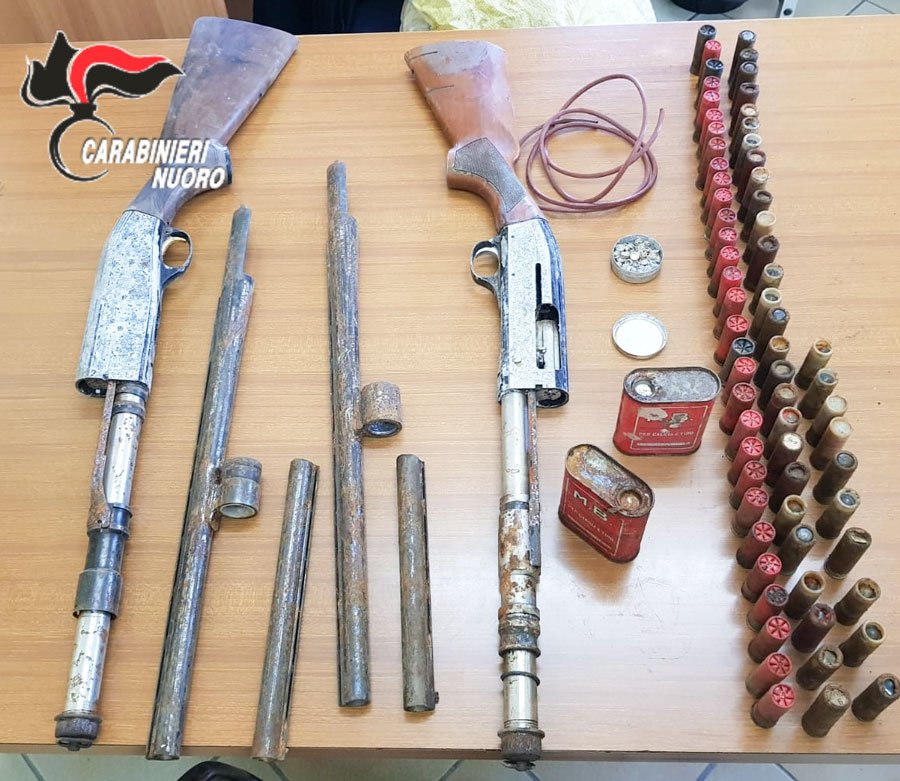 Fucili e munizioni ritrovati nelle campagne di Oniferi