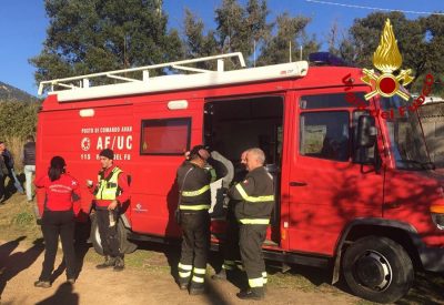 Una squadra dei Vigili del fuoco durante le ricerche di Pietro Marchioni