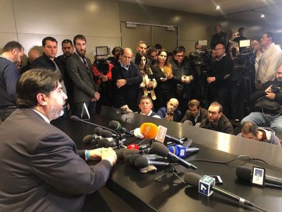 Christian Solinas in conferenza stampa