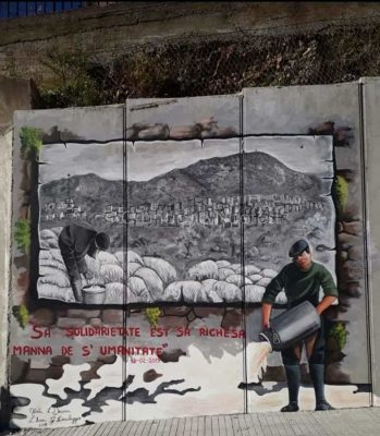 Lodè, murale di solidarietà ai pastori