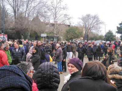 Un momento della protesta del latte di oggi