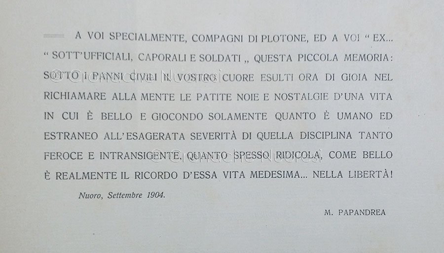 Dedica nelle prime pagine di ‘Militar sistema!!!’ di Michele Papandrea