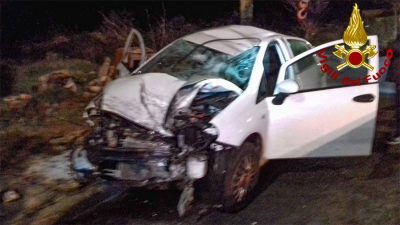 La Fiat Punto dopo l'incidente