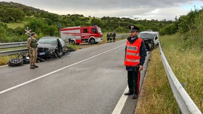 La scena dell'incidente sulla Statale 129