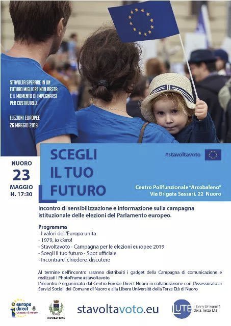 Europee 2019: “Scegli il tuo futuro” incontro organizzato da Europe Direct stasera al centro Polifunzionale