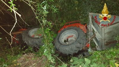 Il trattore dopo l'incidente