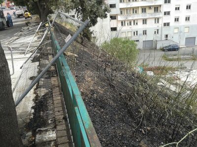 La zona interessata dall'incendio in viale Costituzione