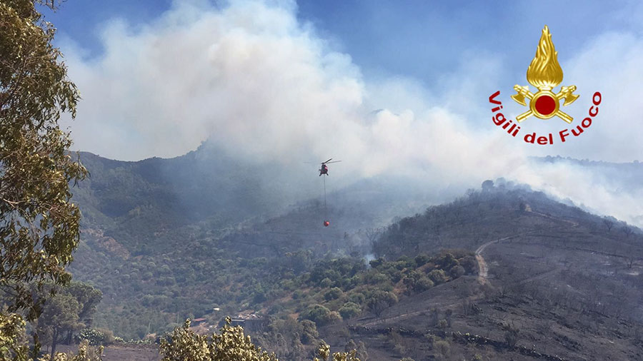 Ancora fuoco in Baronia: Maxi rogo alimentato dal maestrale a Torpé – VIDEO