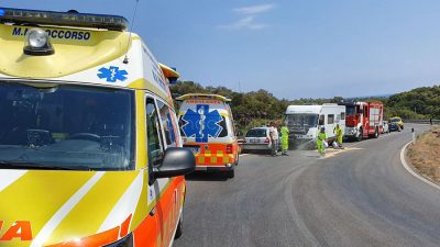 La scena dell'incidente sulla strada tra Orosei e Cala Liberotto