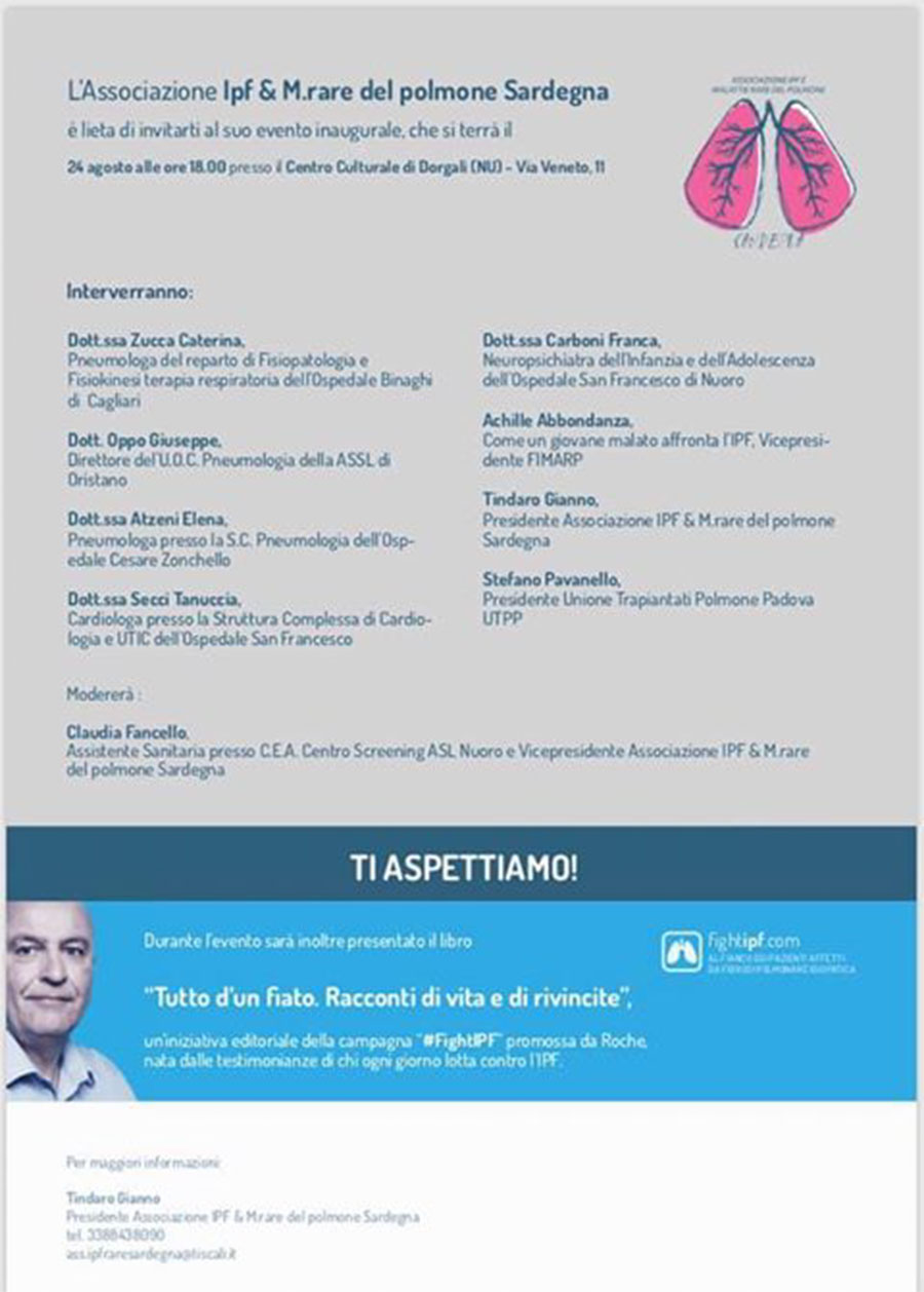 A Dorgali inaugura la prima associazione IPF e malattie rare del polmone