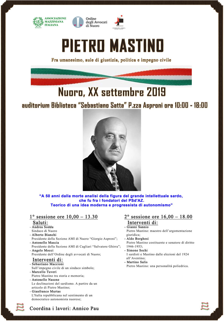 Biblioteca Satta: convegno su Pietro Mastino uno dei fondatori del PSd’AZ