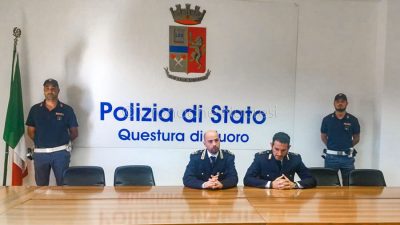 Un momento della conferenza stampa in Questura