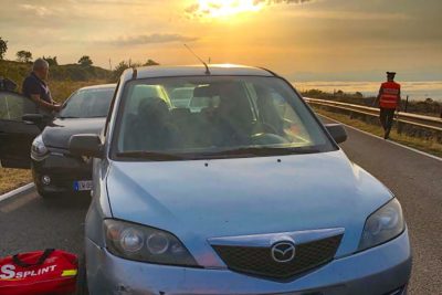 Una delle auto coinvolte nell'incidente sulla Statale 129