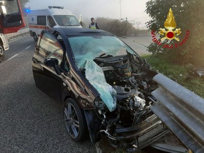 La Fiat Punto dopo l'incidente