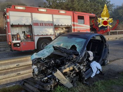 La Fiat Punto dopo l'incidente