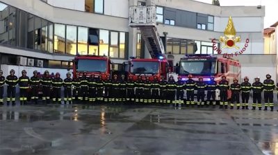 L'omaggio dei Vigili del fuoco della Sardegna ai colleghi morti a Alessandria