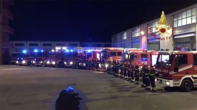 L'omaggio dei Vigili del fuoco della Sardegna ai colleghi morti a Alessandria