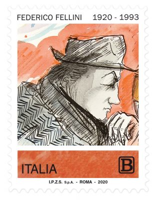 Francobollo raffigurante Federico Fellini
