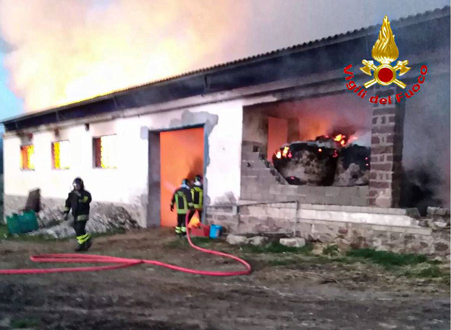 Oniferi. Pagliaio e deposito attrezzi distrutto dalle fiamme: Vigili del fuoco ancora al lavoro