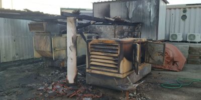 Una parte dei macchinari distrutti dalle fiamme