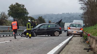 L'Alfa Romeo dopo lo scontro sulla 13 DCN