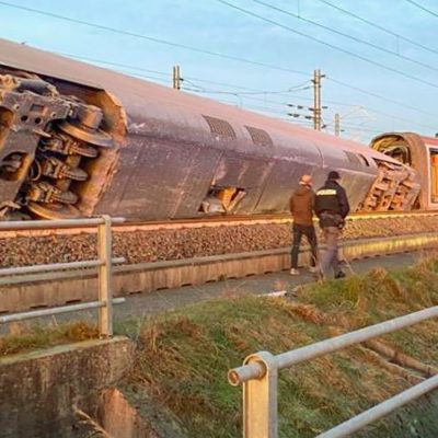 Uno dei vagoni coinvolti nell'incidente