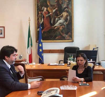 Il presidente della Regione Solinas con il ministro dei trasporti Solinas