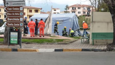 Il pre-triage allestito a Siniscola