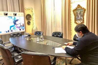 ìIl presidente Solinas in teleconferenza con la Giunta