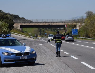 Un posto di blocco della Polizia