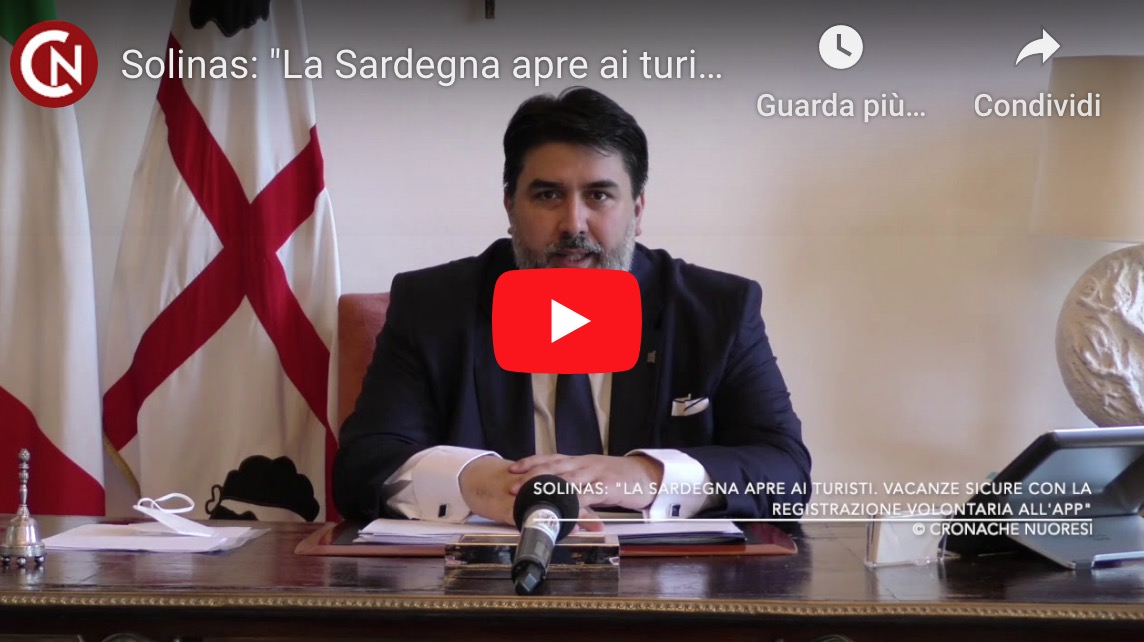 La Sardegna apre ai turisti. Solinas: “La sicurezza nella registrazione volontaria all’app di tracciamento” – VIDEO
