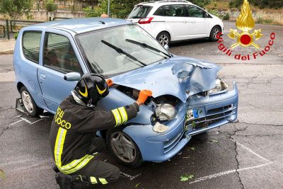 La FIAT 600 dopo l'incidente