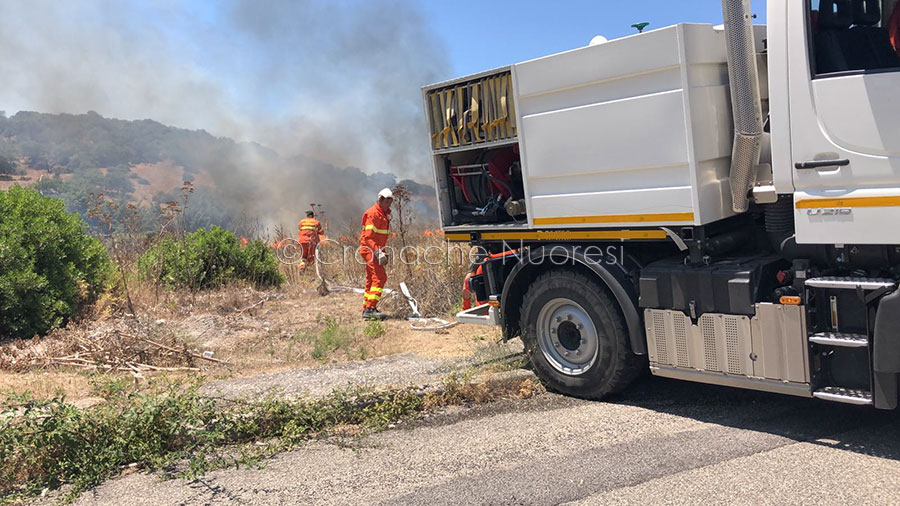 Principio di incendio nelle campagne di Oniferi: al lavoro Forestale e Vigili del fuoco