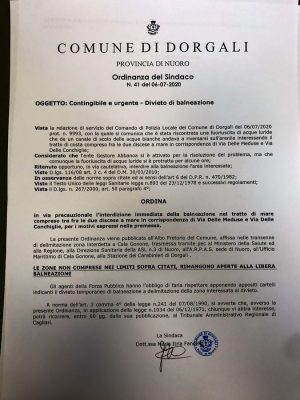 L'ordinanza del divieto di balneazione