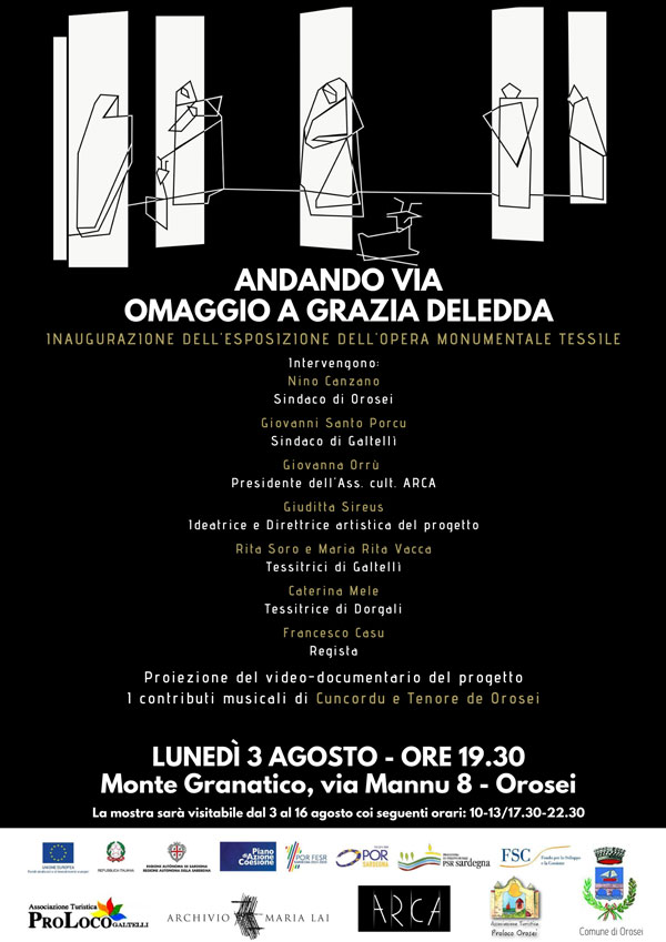 Orosei. In mostra l’opera tessile “andando via. Omaggio a Grazia Deledda”