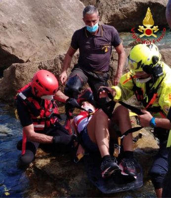 L'intervento di soccorso della turista a Baunei