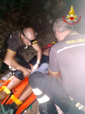 Il ciclista recuperato all'Ortobene