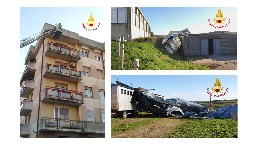 Forti raffiche di vento nel Nuorese: alberi abbattuti, pali elettrici inclinati e coperture divelte…