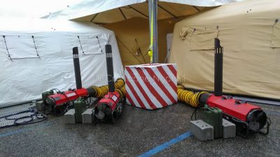 Il nuovo impianto di riscaldamento dell'ospedale da campo di Nuoro (foto Cronache Nuoresi)