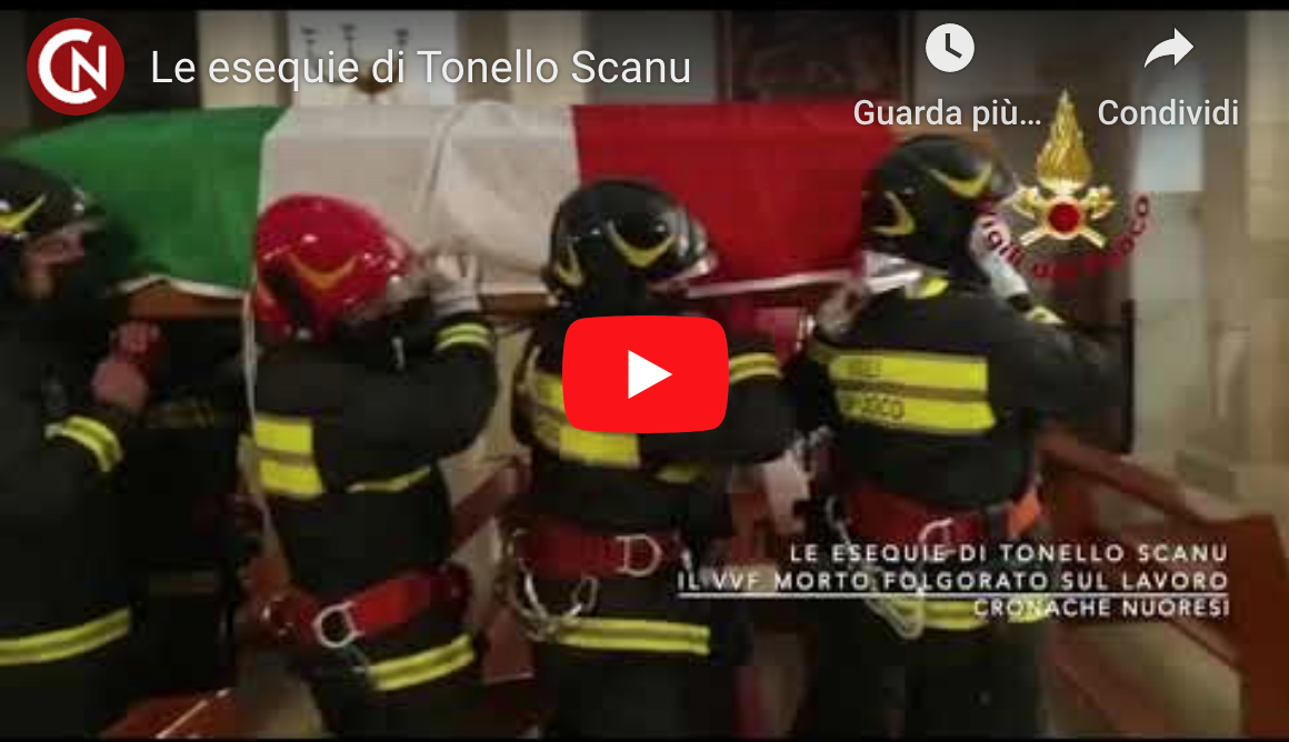 Commozione ai funerali di Tonello Scanu, il Vigile del fuoco morto folgorato a Nulvi – VIDEO